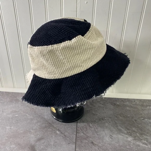 BDG Urban Outfitters Corduroy Patchwork Bucket Hat Black Cream Distressed - Picture 6 of 11